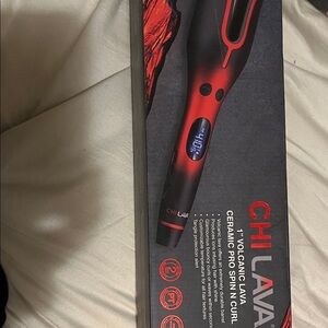 CHI Lava Ceramic Rotating Curling Iron - Black and Red